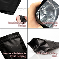 Kantong Standup Pouch Resealable Ziplock Logo Custom Warna Custom Hitam Matt Finishing Jendela Transparan Kemasan Kacang Mete Kantong Mylar