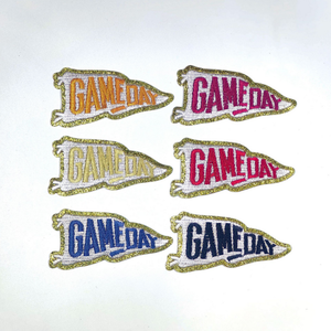 Logotipo personalizado Game Day Rugby Sports Glitter bordado Iron on Cheers parches para gorra de camionero - Product Image 4