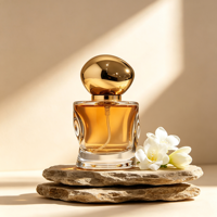 Flacon de parfum en verre de forme spéciale de haute qualité, 50 ml, vide, avec vaporisateur fin et bouchon en pierre