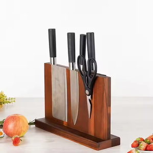 Semi-circulaire Demi-Rond Bambou Bois Double Face Magnétique Couteau Bloc Batterie De Cuisine Ensembles Porte-Couverts <span class=keywords><strong>pour</strong></span> La Maison Cuisine Stockage - Product Image 3