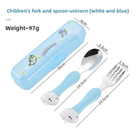 Ensemble de couverts portables en acier inoxydable pour enfants, sans BPA, lavable au lave-vaisselle, cuillère et fourchette pour bébé, boîte de rangement en plastique pour pique-nique
