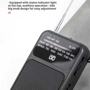 Radio de poche portable AM/FM avec chargement USB-C, fonctionnant sur batterie, haut-parleur, prise casque, clip dorsal, lampe de poche, mini radio pour l'extérieur - Product Image 5