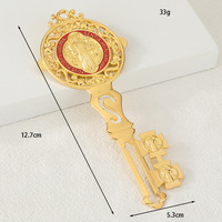 Aziz Benedict Madalyası Anahtar Şeklinde Dini Hatıra - Katolik Şeytan Çıkarma Madalyası Anahtar 12.7cm Altın/Gümüş Tonlu Dini Hediye