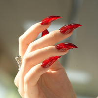 Faux ongles à presser personnalisés, effet brillant, motif griffe de dragon, œil de chat noir, griffe de chat, gothiques, courbés, en acrylique, réutilisables