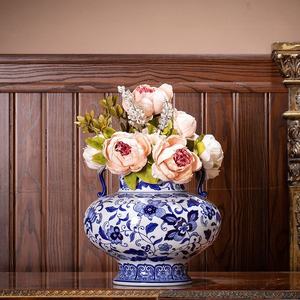 Vases antiques en porcelaine bleu blanc chinois en céramique émaillée faite à la main avec un design traditionnel décoration de la maison salon chambre à coucher - Product Image 4