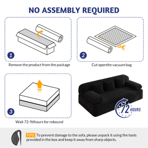 Canapé convertible moderne sans cadre 2-en-1 de 78,7 pouces avec 3 oreillers, en tissu velours côtelé moelleux, multifonctionnel 3 places pour villa - Product Image 6