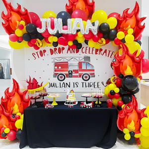 Grande flamme feuille d'aluminium ballon 1 camion de pompiers fournitures de fête d'<span class=keywords><strong>anniversaire</strong></span> pour enfants <span class=keywords><strong>pompier</strong></span> <span class=keywords><strong>thème</strong></span> décorations - Product Image 4