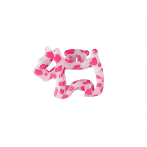 Fermaglio per capelli a forma di zampa di cucciolo di West Highland White Terrier, 8 cm, trasparente con stampa leopardata - Product Image 1