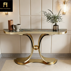 โต๊ะคอนโซลทองคำทันสมัยหินเผาคุณภาพสูงจากฝรั่งเศส โต๊ะทางเข้าทรงแคบสไตล์อิตาลีคลาสสิก - Product Image 3