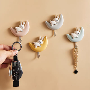 7.5*6.5Cm Phim Hoạt Hình Dễ Thương Thỏ Móc Liền Mạch Mạnh Mẽ Dính Móc Nhiệm Vụ Nặng Nề Mặt Trăng Những Đám Mây Dính Móc Cho Khăn Phím Túi - Product Image 2