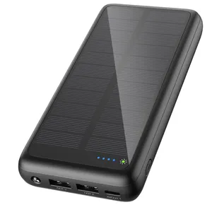Custom Solar Panel Powerbank Waterproof Portable Dual USB Type C Solar Charger 20000mAh Solar Power Banks For Cell Phone