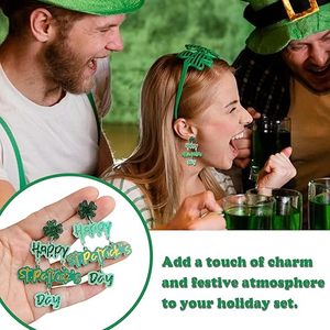 Acrylic Irish <span class=keywords><strong>shamrock</strong></span> dangle bông tai móng ngựa Clover may mắn khủng long hat khởi động sáng tạo thả bông tai cho Irish lễ hội Quà Tặng - Product Image 5