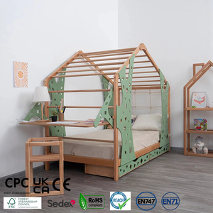 Marco de cama doble multifuncional con almacenamiento, escritorio y parque infantil interior-Cama Montessori para niños pequeños con gimnasio de jungla para niños - Product Image 1