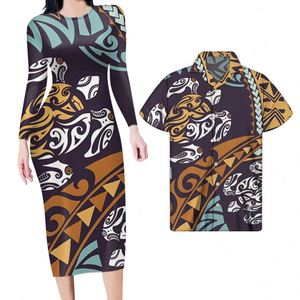 أزياء شعار مخصص ملابس زوجين فساتين فريدة للسيدات فساتين بولينيزية طباعة قبلية فستان أنيق للنساء فستان مثير Bodycon - Product Image 4