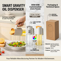 Distributeur d'huile en verre à ouverture automatique 550 ml (19 oz) – Bouteille anti-goutte en acier inoxydable 304 pour cuisine