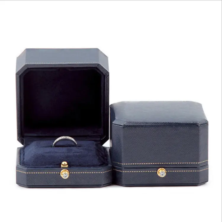 SKQ kotak perhiasan kulit PU kecil, kotak perhiasan kulit PU kelas atas Organizer cincin mewah kotak warna dengan tombol, LOGO kustom baru OEM