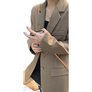 Jean Jacket for Ladies Spring Mixed Plaid Checks Women Blazer/ <strong>2022</strong> Splicing Denim Double Breasted, Office Wear - Product Image 1