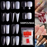 500 pièces/sac français divers Sharpe Nail Art conseils carré cercueil amande C incurvé ABS faux ongles presse sur faux ongles manucure outils