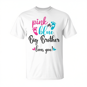 T-shirt personnalisable pour révélation du sexe de bébé « Big Brother t'aime » rose ou bleu – T-shirt promotionnel pour bébé - Product Image 3