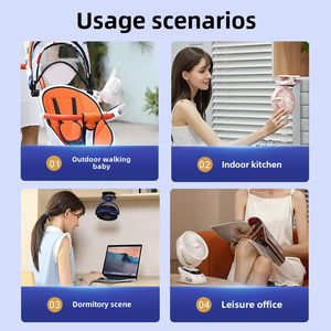 Digital Clip Fan Mini Portable USB Rechargeable Desktop Fan Low Noise Long <b>Battery</b> Life LED Nightlight Fan - Product Image 4
