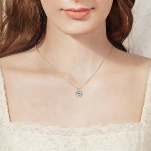 Collar con Colgante de Moissanita Redonda de 1, 2 o 3 Quilates, Chapado en Oro, Plata de Ley 925, VVS, con Certificado GRA - Product Image 3