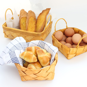 Cestini di immagazzinaggio di Picnic del regalo della frutta tessuta pane di <span class=keywords><strong>legno</strong></span> di verdure della decorazione domestica di rettangolo - Product Image 5