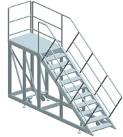 Petit escalier de sécurité en profilé d'aluminium assemblé industriel OEM marchepieds échelles pliantes mobiles avec pieds niveleur de jambes