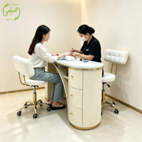 Table de manucure avec collecteur de poussière, bureau de beauté moderne pour salon de manucure, 3 tiroirs, poste de travail pour technicien en ongles