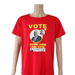 Factory New Arrival Zambia Election Polyester Short Sleeve T-shirt Wholesale Preside Campaign Promotional