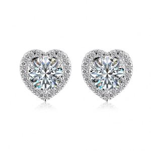 Dylam High Top Jewelry Classic Design Infinity Love Eternity S925 <b>Silver</b> D Color VVS1 Moissanite Heart Shape <b>Stud</b> Earrings - Product Image 1