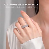 Großhandel ALICE Mode 925 Sterling Silber Ring Klassischer Moissanit Breiter Massiver Ring Verlobungsring Ehering Paarring Geschenk