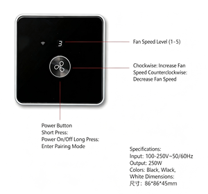 Contrôleur de vitesse de ventilateur intelligent compatible WiFi avec Alexa et Google Home pour ventilateur de plafond - Product Image 6