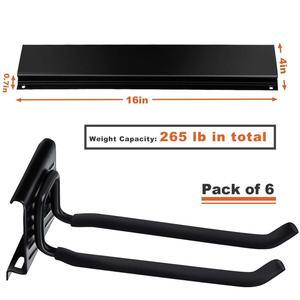 Support mural de rangement pour <span class=keywords><strong>ski</strong></span> JH-Mech, pour la maison et le garage, snowboard, 6 crochets, rails, organisateur mural pour outils de jardin - Product Image 3