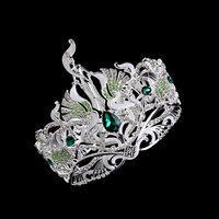 Diadème de luxe en argent avec strass émeraude vert, couronne royale pour mariage, concours de beauté, bal de promo