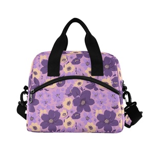 Sac à déjeuner isotherme écologique personnalisé avec motif floral, sac fourre-tout réutilisable pour le bureau, le pique-nique, imperméable et isotherme avec compartiments - Product Image 3