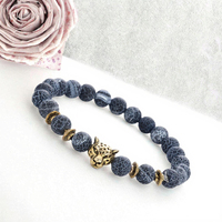 Nouveau design, bracelet en pierre naturelle de lave de 8 mm, pendentif léopard, breloques, perles, pour homme, cadeau tendance, anniversaire de mariage, unisexe