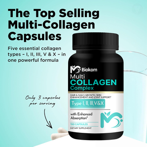 Biokom Étiquette Personnalisée Capsule de Collagène de Poisson Multi Bovin avec Type <span class=keywords><strong>L</strong></span>, <span class=keywords><strong>Ll</strong></span>, <span class=keywords><strong>Lll</strong></span>,V & X pour la Croissance des Cheveux, de la Peau des Ongles et Soutien des Articulations - Product Image 4