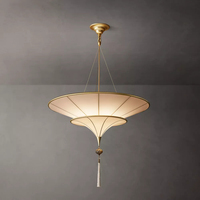 Lustre moderne à deux niveaux en forme de parapluie, en acier et laiton massif avec suspension en verre et pompon, pour salon, salle à manger, villa, maison