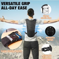 Gilet de course en polyester à motif géométrique, sac de poitrine tactique avec poche à eau, fermeture éclair et fermoir, réfléchissant, respirant, taille ajustable