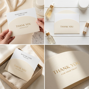 Tarjeta de Agradecimiento Personalizada de Kraft para Salón de Belleza con Funda Exterior para Sets de Regalo de Cuidado Posterior al Spa y Empaques de Bienestar - Product Image 5