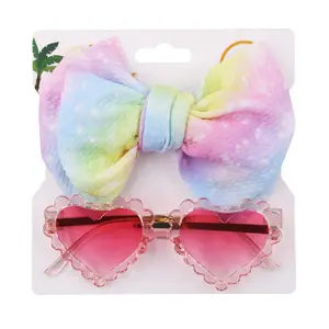 Nuovi accessori per Bowknot alla moda per bambini fascia per capelli per bambini occhiali a forma di cuore per bambine