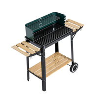 Barbecue au charbon de bois Pinnovo de qualité supérieure, facile à nettoyer, pour l'extérieur, avec deux tables latérales