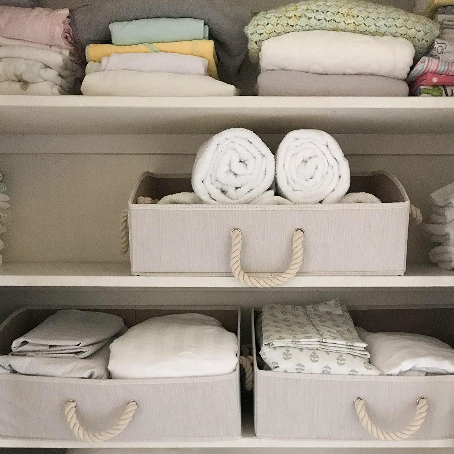 Factory Wholesale Home Storage Organization Bins with Rope Handles Underwear Storage Box