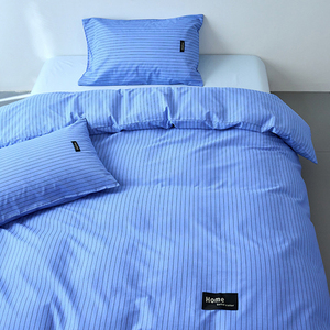 Juego de Ropa de Cama de 4 Piezas con Funda Nórdica 100% Algodón a Rayas, Tamaño King, Diseño de Doble Cara, Sábanas y Fundas de Edredón Suaves para el Hogar - Product Image 1
