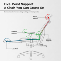 Chaise de bureau ergonomique à dossier haut en maille avec dossier double divisé et accoudoirs 4D, chaise d'ordinateur haut de gamme pour le bureau