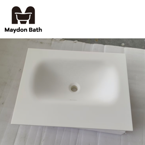 Lavabo de encimera sin orificio para hotel, lavabo rectangular blanco suspendido en la pared con desagüe, proveedor de baños - Product Image 2