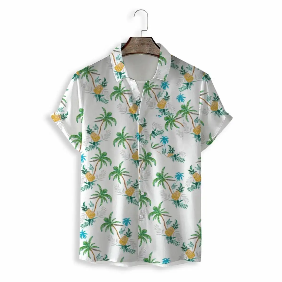 2023 Fashionable custom design floral Digital Print Button Up Short Sleeve Men's Beach Aloha Hawaiian Shirt