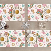 Ensemble de 5 chemins de table imprimés en tissu haute densité à thème de Noël et de pain d'épices, et de sets de dessous de plat 12x18 pouces pour la décoration de la maison, de l'hôtel et de la salle à manger