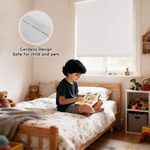 Persianas enrollables opacas de resorte <span class=keywords><strong>con</strong></span> cuerda y riel, de poliéster, para ventanas francesas, ecológicas - Product Image 2