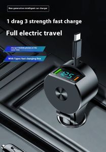 3-in-1 PD Car Charger 75W <b>USB</b> Fast <b>Charging</b> Retractable Type <b>C</b> <b>Cable</b> 100W Smart QC3.0 Short Circuit Mobile Phone Charger 5V/2A - Product Image 6